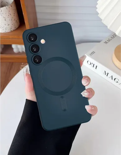 Miniatura 7 de Funda magnética para Samsung Galaxy S22 Ultra, silicona suave, delgada, antiarañazos, con protección de cámara, compatible con MagSafe, color negro