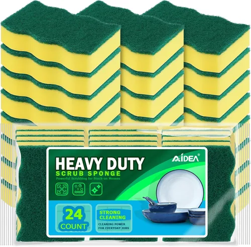 Miniatura 11 de AIDEA Esponjas de cocina, paquete de 24 esponjas de platos resistentes, esponja de limpieza para el hogar y la cocina, suministros de limpieza sin