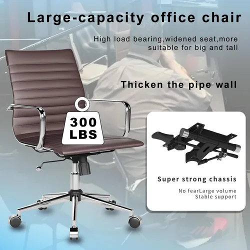 Miniatura 4 de Silla ergonómica de oficina con ruedas y reposabrazos, silla giratoria ajustable de alta resistencia para el hogar y la oficina, asiento de 22.83