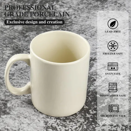 Miniatura 4 de Taza de café de cerámica extra grande de 29 onzas con asa para oficina y hogar (29 onzas, crema)