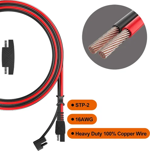 Miniatura 4 de POWISER - Cable de extensión SAE a SAE de 3 pies, conector de desconexión rápida 16 AWG, para panel solar automotriz, enchufe SAE (3 pies (16 AWG))