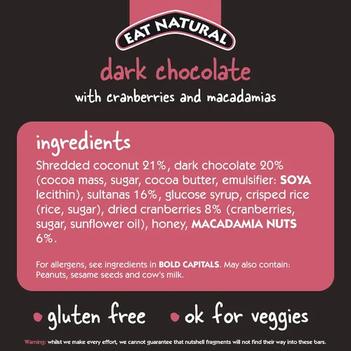 Miniatura 5 de Eat Natural - Barra de Frutas y Nueces - Chocolate Negro con Arándanos y Macadamias - 1.59 oz