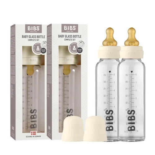 Miniatura 20 de BIBS Biberón de vidrio para bebé. Anticólico. Tetilla de látex de goma natural redonda. Respalda la lactancia natural, Juego completo - 225 ml, Azul