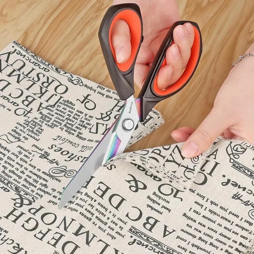 Miniatura 6 de Asdirne Tijeras de tela, tijeras de costura con cuchillas recubiertas de titanio multiusos resistentes y asas cómodas de agarre suave, 9.8 in, Rojo