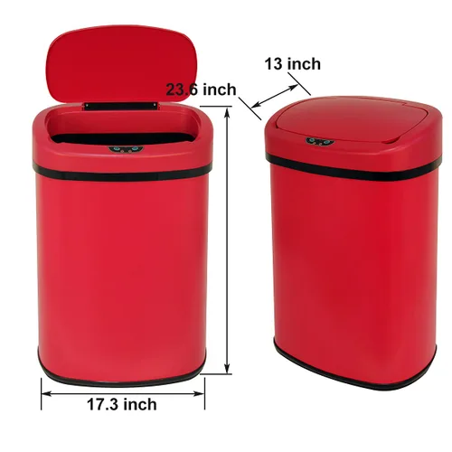 Miniatura 8 de Basurero de cocina de 13 galones de acero inoxidable cepillado, papelera automática, sin tacto, alta capacidad, 50 litros con tapa, para cocina