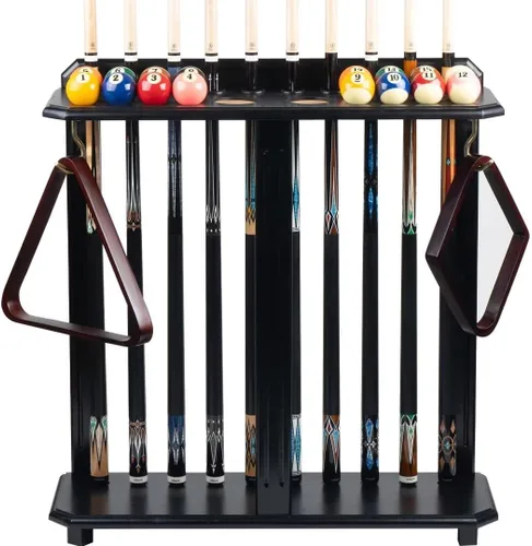 Miniatura 10 de Collapsar Soporte de piso para palo de piscina, soporte para taco de billar y accesorios de billar, soporte de esquina de madera maciza para tacos