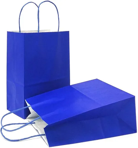 Miniatura 37 de AZOWA Bolsas de regalo mini de papel kraft con asas (Azul claro, 4x2.4x6, 25 piezas)