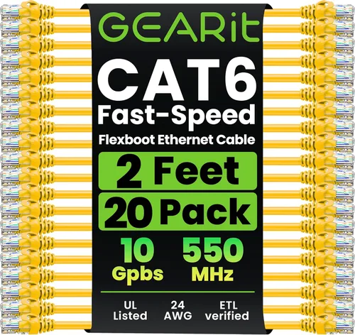 Miniatura 27 de GearIT Paquete de 20 cables de conexión Cat6 de 1 pie, cable Ethernet Cat 6 sin enganches, flexible y suave, serie Preimum, color azul