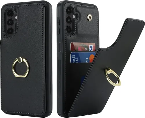 Miniatura 30 de Lipvina Funda para Samsung Galaxy A03s con tarjetero, Galaxy A03s Funda tipo cartera para mujer, tarjetero de crédito, soporte de anillo, fundas