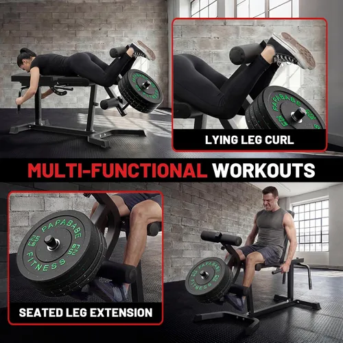 Miniatura 8 de PAPABABE Máquina de extensión y rizado de piernas, máquina ajustable de piernas, extensión de piernas sentadas y máquina de flexión de piernas