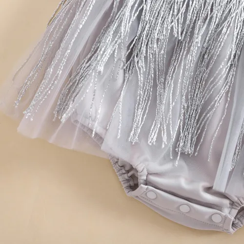 Miniatura 49 de Sasaerucure Traje de verano para bebé niña, sin mangas, mameluco de encaje tutú, mameluco de una pieza con volantes