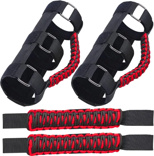 Asas de agarre de barra estabilizadora, agarres de mano, accesorios, kits de agarre manual con paracord para Jeep Wrangler JL JK TJ YJ Gladiator