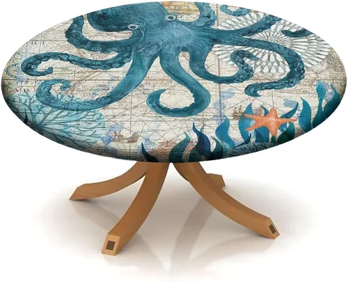 Miniatura 68 de Round Fitted Tablecloth with Elastic Outdoor Table Cover Round Elastic Tablecloths for Tables Waterproof Wipeable Table Cloths for