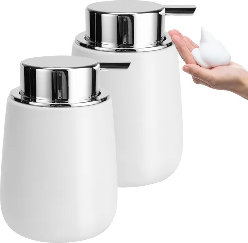 Miniatura 11 de Dispensador de jabón líquido de cerámica con bomba fácil de prensar, dispensador de líquido de mano para champú, baño, cocina, 12 onzas, 2