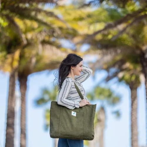 Miniatura 4 de Gophra bolsa de pana para mujeres, niñas, niños, bolsa de hombro con bolsillo interior para trabajo, playa, almuerzo, viajes y compras