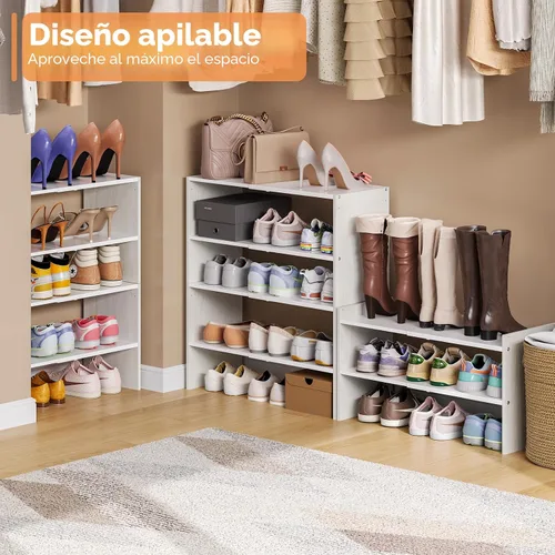 Miniatura 8 de X-cosrack - Organizador de zapatero de 2 niveles para armario, zapatero blanco expandible y ajustable, estantes de almacenamiento de zapatos