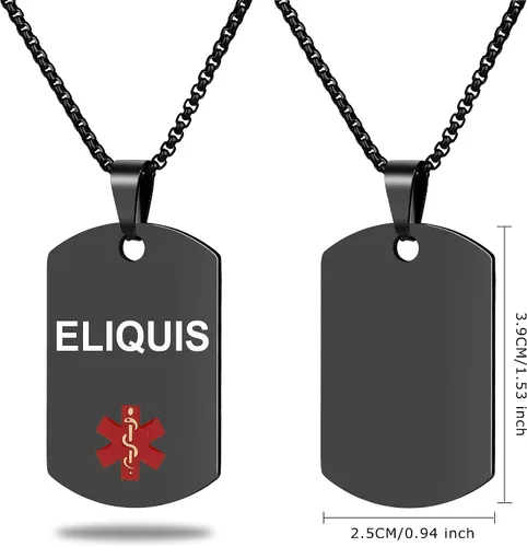 Miniatura 2 de Collar de alerta médica, etiqueta grabada con láser, grabado personalizado, etiqueta de identificación de acero inoxidable, colgante para hombres