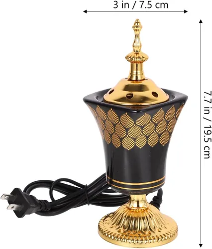 Miniatura 5 de Quemador eléctrico de incienso estilo Oriente Medio, cerámica con enchufe, para aromaterapia, Bakhoor, quemador para el hogar, yoga, meditación