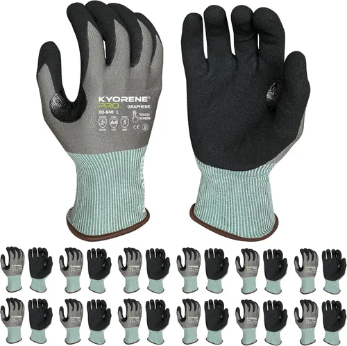 Miniatura 13 de Armor Guys Kyorene Pro 00-840 A4 - Guantes de trabajo resistentes a los cortes, grafeno, agarre de nitrilo, duraderos, transpirables para uso 3