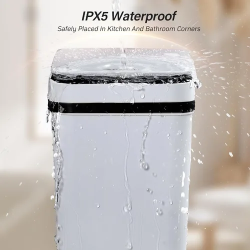 Miniatura 6 de FRESHLIX - Cubo de basura automático para baño de 10 litros, pequeño basurero inteligente delgado de plástico con tapa, sensor de movimiento A-Basic
