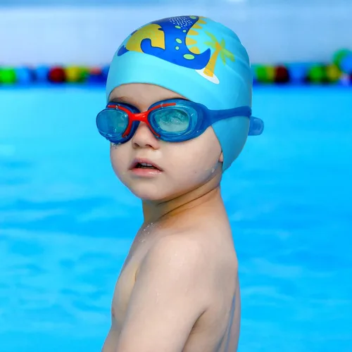 Miniatura 3 de Sintuff 3 Pcs Kids Swim Caps Toddlers Swimming Caps Silicone Swim Cap for Boys Girls (Age 4-12) Baby Waterproof Cartoon Bathing Hats for Long and