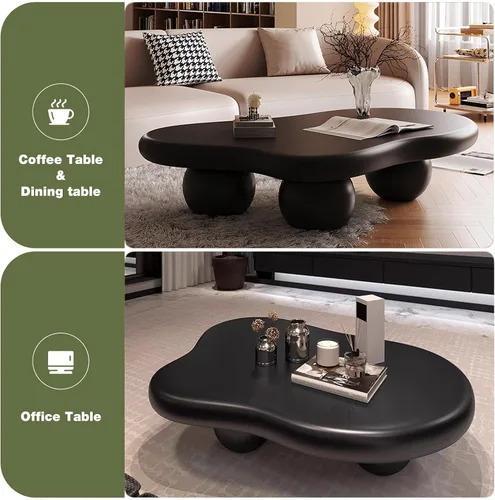 Miniatura 6 de Mesa de Centro Cloud para Sala de Estar con Esquinas Redondeadas, Mesa Central de Estilo Moderno con 3 Patas en Forma de Pelota, Mesa de Té