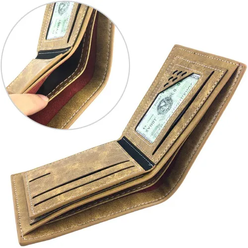 Miniatura 6 de ASLNSONG Cartera corta de cuero plegable con bolsillo para monedas, estilo casual, para niños y niñas