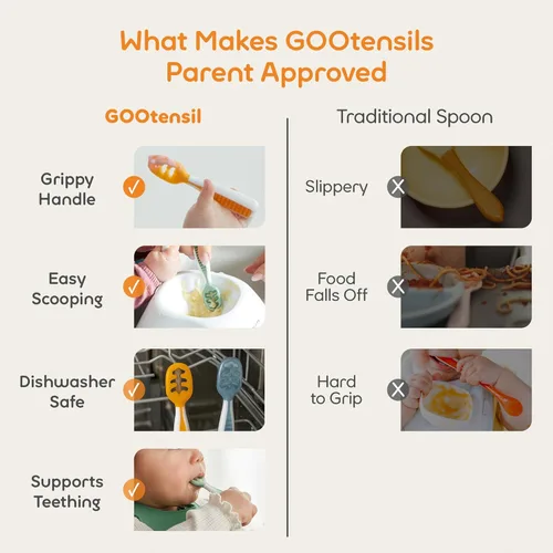 Miniatura 7 de NumNum Juego de cucharas para bebé, utensilios pre-cuchara GOOtensils para bebés de 6+ meses, primeras cucharas de autoalimentación para destete 18