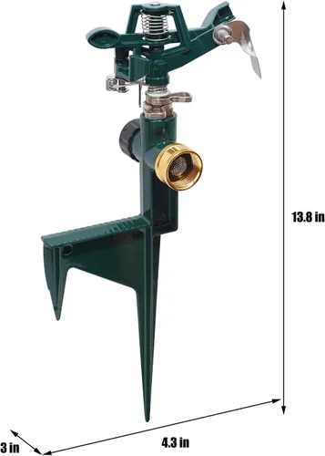 Miniatura 5 de Biswing Paquete de 2 cabezales de aspersor de impacto en estaca escalonada de metal, rociador de césped de aleación de zinc resistente, boquilla