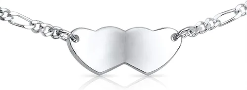 Miniatura 4 de Pulsera de identificación médica grabable con forma de corazón ovalada o doble en blanco, para adolescentes, para él o ella, hijo e hija, plata