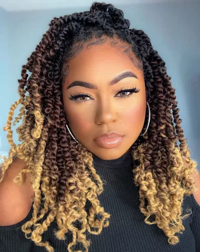 Miniatura 7 de ZRQ Paquete de 8 paquetes de cabello corto pretrenzado Bob Passion Twist con extremos rizados, 10 pulgadas, cabello negro preenrollado, 12
