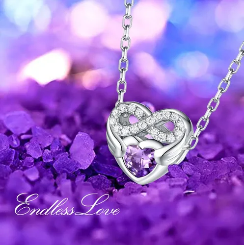Miniatura 3 de Forever Queen - Abalorio de piedra de nacimiento para pulsera de abalorios de plata de ley 925 con corazón de amor infinito abalorios de feliz