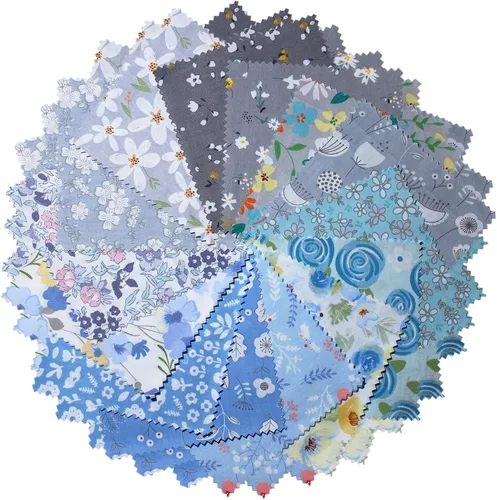 42 PIEZAS 25 x 25 cm de tela de algodón 100% en capas con flores para costura y acolchado, paquetes de tela precortada para manualidades DIY,