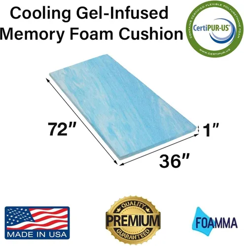 Miniatura 2 de Foamma Cojín de espuma viscoelástica con gel de enfriamiento de 1 x 36 x 72 pulgadas, protector de colchón de cama, reemplazo de asiento, acolchado