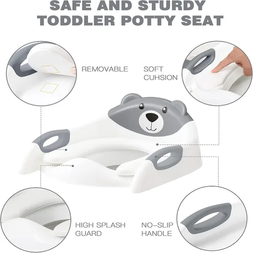 Miniatura 2 de SKYROKU - Asiento de inodoro mejorado para niños y niñas, para entrenamiento de baño, almohadilla antideslizante para protección contra