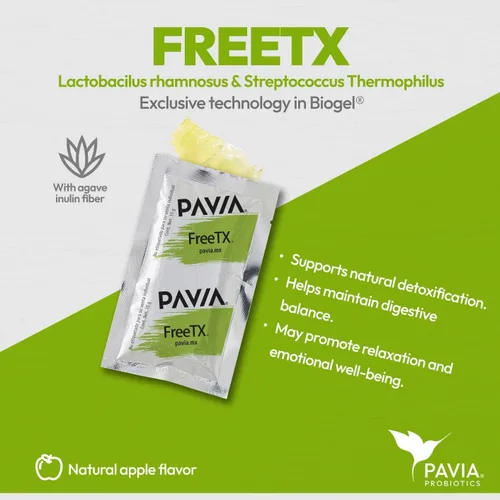 Miniatura 4 de Pavia Bio-Gel de probióticos vivos con fibra FreeTX Probióticos y prebióticos Apoyo digestivo 1 mil millones de cultivos vivos Sabor a