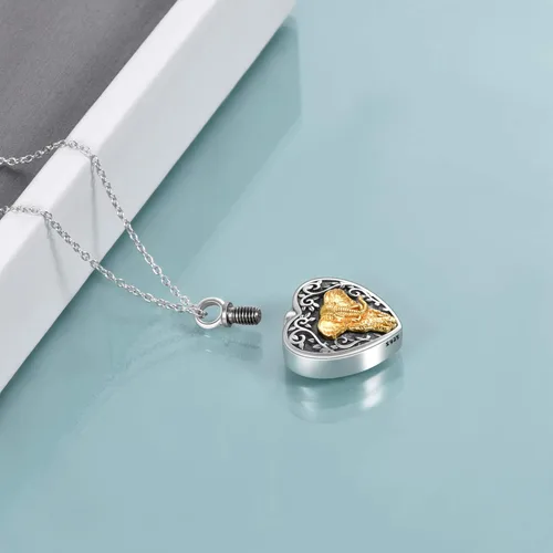 Miniatura 9 de YFN Collares de urna para cenizas, de plata de ley, alas de ángel de la guarda, collares de urna para cenizas, cremación de mascotas, joyería