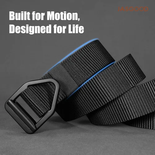 Miniatura 6 de JASGOOD Cinturón táctico de nailon reforzado resistente para hombres correa de cinturón militar ajustable con hebilla de metal Negro