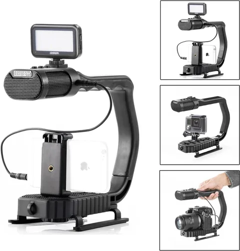 Miniatura 4 de Agarre de mango de video con micrófono integrado para DJI OSMO, estabilizador de mano universal de cámara Sevenoak Micrófono estéreo integrado