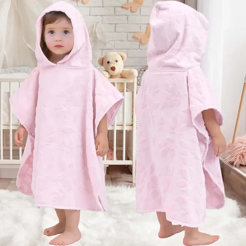 Miniatura 26 de Toallas tipo poncho con capucha para niños pequeños, de gran tamaño (2-4 años, 22 x 22 pulgadas), hechas de 100% algodón suave, toallas absorbentes