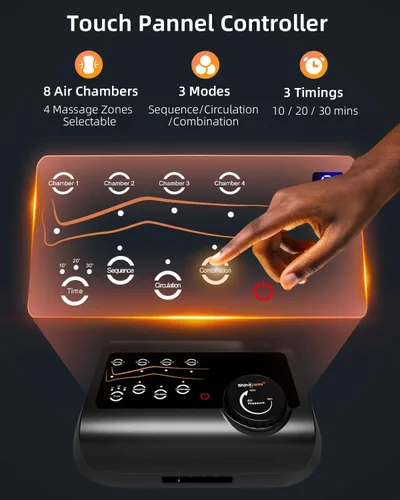 Miniatura 3 de SHINE WELL Sistema de compresión de recuperación de piernas, botas profesionales de compresión de aire para pies y piernas, dispositivo secuencial