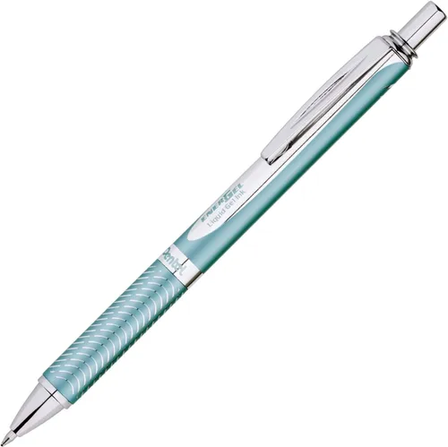 Miniatura 4 de Pentel Energel 0.7mm Alloy RT Bolígrafos retráctiles de gel con tinta - Paquete de 3 - Barriles metálicos de color negro, plateado y aguamarina