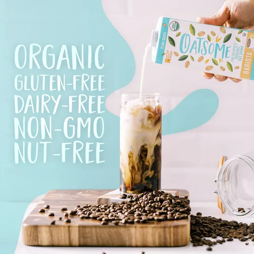 Miniatura 4 de Oatsome Leche de avena orgánica, mezcla barista, sin gluten, sin lácteos (paquete de 6), 33.8 onzas líquidas