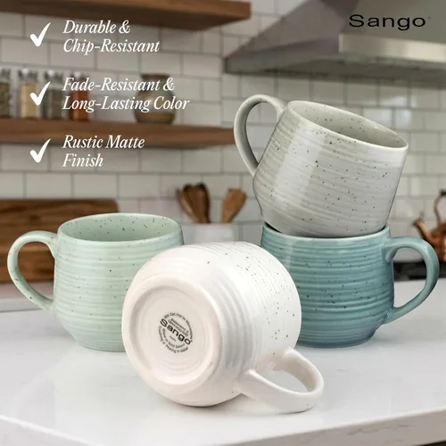 Miniatura 8 de Siterra Artist's Blend - Juego de tazas de cerámica de colores surtidos de 17 onzas (servicio para 4)