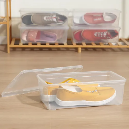 Miniatura 3 de 8 paquetes de cajas de almacenamiento con pestillo de 6 cuartos de galón, cajas de almacenamiento apilables de plástico transparente con tapas