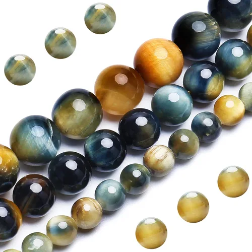 Miniatura 14 de Cuentas Naturales Clásicas de Ojo de Tigre, Cuentas Redondas de Piedra Preciosa de Grado AAA en Lote Suelto de 8MM 100PCS, Opciones a Granel, Clásico