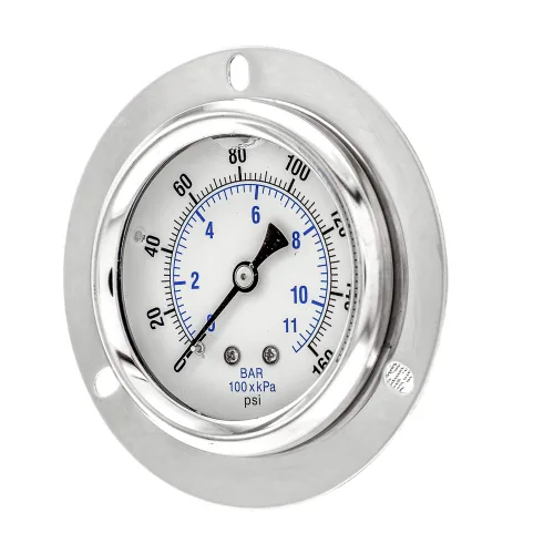 Miniatura 9 de PIC Gauges PRO-204L-254G Medidor de presión industrial relleno de glicerina con brida frontal con carcasa SS, internos de latón, lente de plástico
