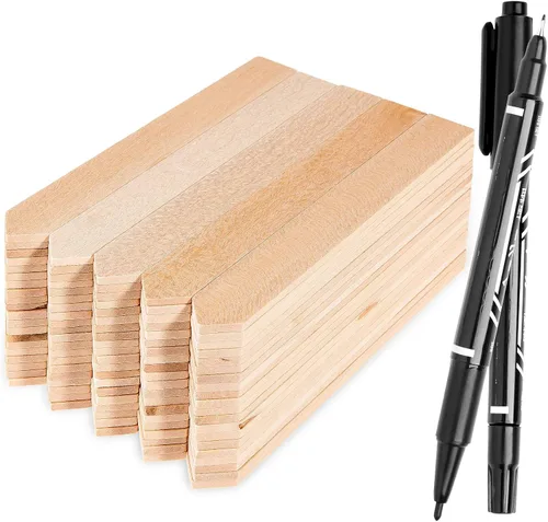 Whaline 100 etiquetas de madera para plantas, marcadores de madera puntiagudos para jardín, impermeables, etiquetas decorativas de jardín para