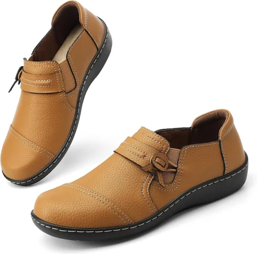 Miniatura 8 de LAZYPOP Mocasines de cuero clásicos y cómodos para mujer, bonitos zapatos de vestir informales, ligeros, para caminar, zapatos planos