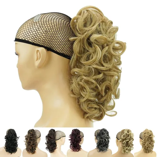 Miniatura 6 de IMISSU Extensiones de cabello rizado desordenado, cola de caballo con clip de cola de caballo (rubio playa)